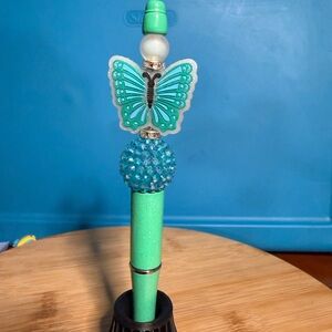 Turquoise Butterfly Beaded Pen